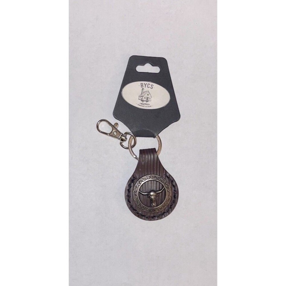 NWT Baba Yaga’s Chicken Shack Handmade Leather Key Fob With Steer Medallion